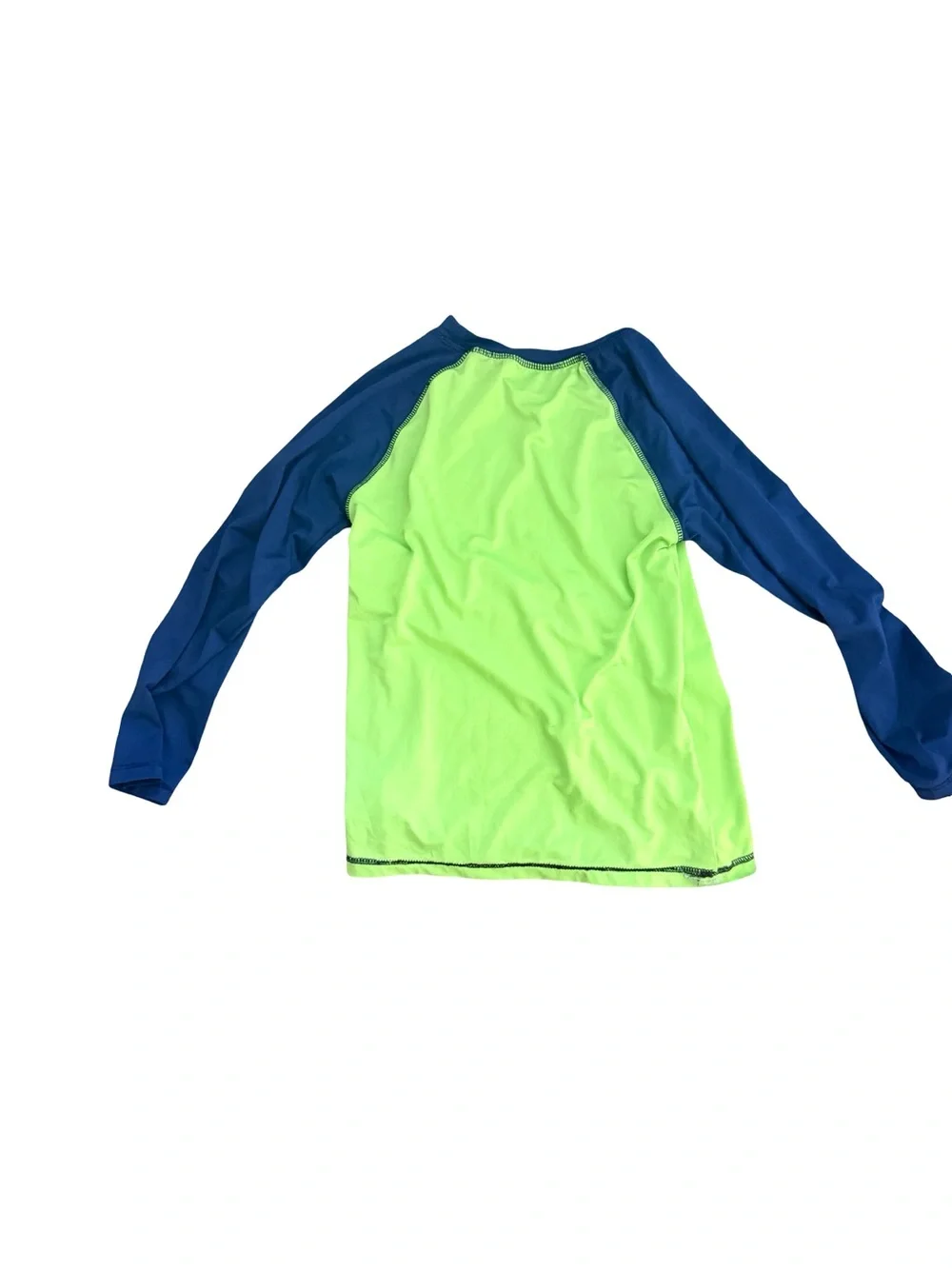 Kids Long Sleeve Rash Guard Swim Shirt - Neon Green/Blue